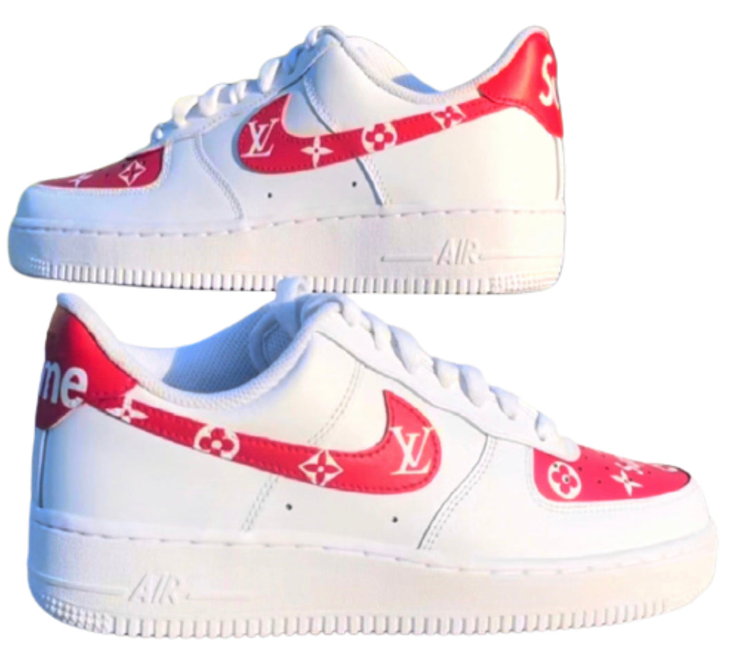 Red Louis Vuitton Custom Air Force 1