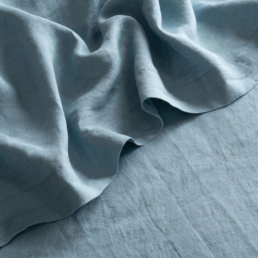 French Flax Linen Sheet Set in Marine Blue Stripe – I Love Linen