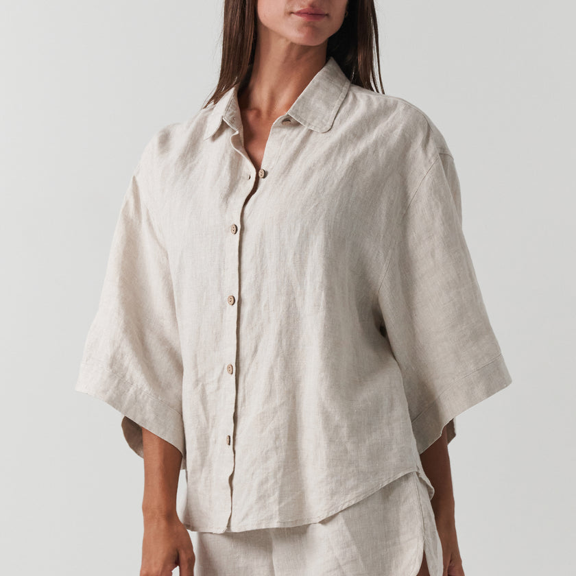 French Flax Linen Ruby Shirt in Ochre – I Love Linen