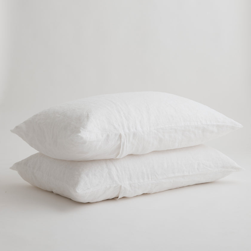 French Flax Linen Flat Sheet in White