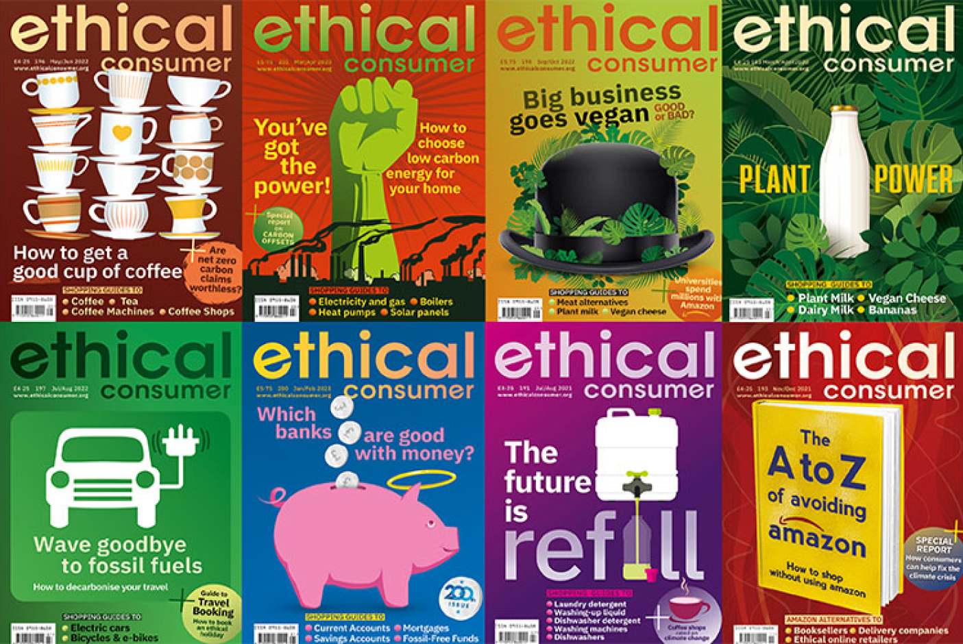 montage of Ethical Consumer magazines