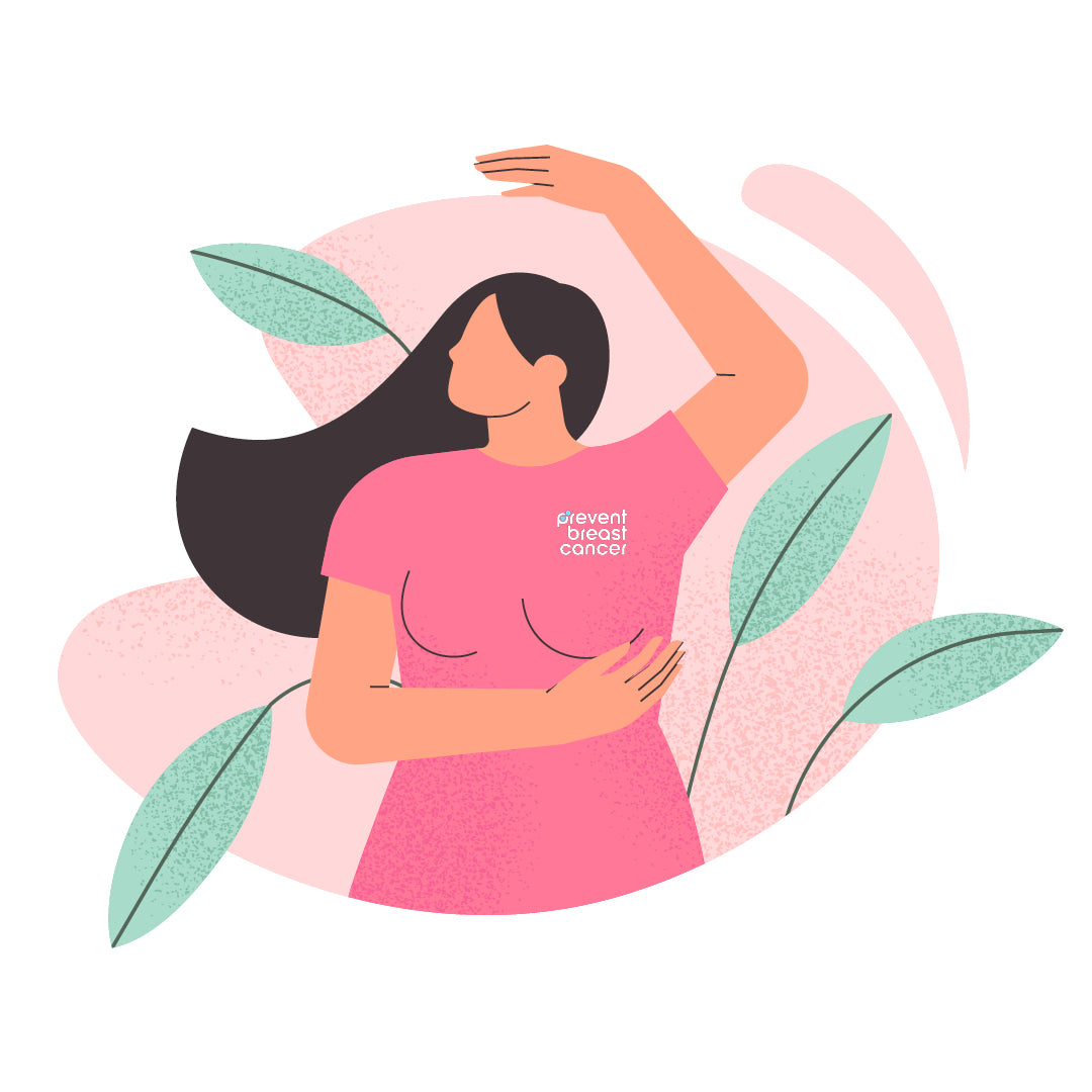 illustration of woman checking breast at breast cancer awareness month