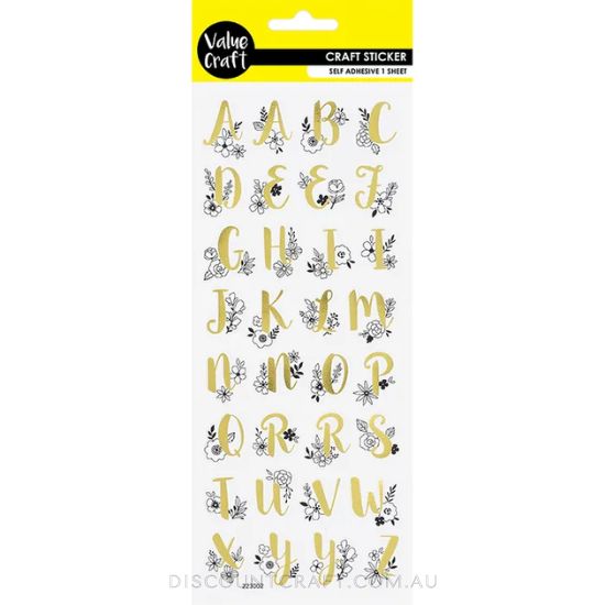 Gold Foil Alphabet Stickers Colour In 1 Sheet Discount Craft