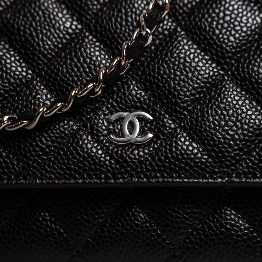 Chanel - Black And Silver Classic Wallet On Chain