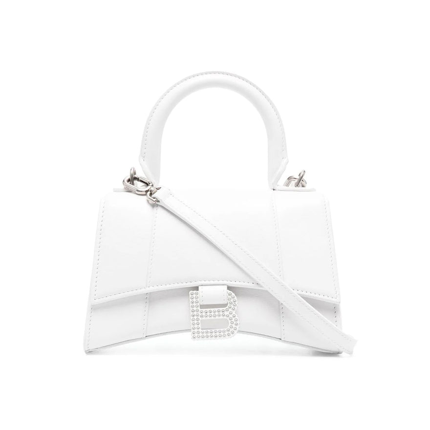 Balenciaga Hourglass Small Top Handle Bag Crocodile Embossed White in  Calfskin Leather with Silvertone  GB