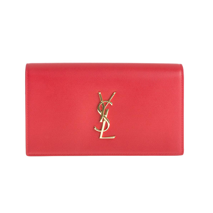 Saint Laurent - Red Classic Kate Monogram Clutch | All The Dresses