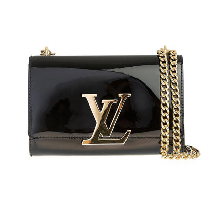 Louis Vuitton Black Patent Leather Chain Louise mm Bag