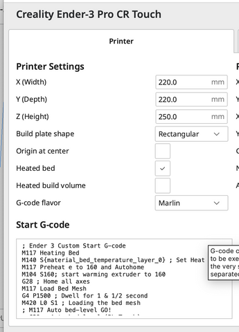 Ender 3 Pro Cura Start GCode - Preheat and Load Bed Mesh – Shiny Upgrades