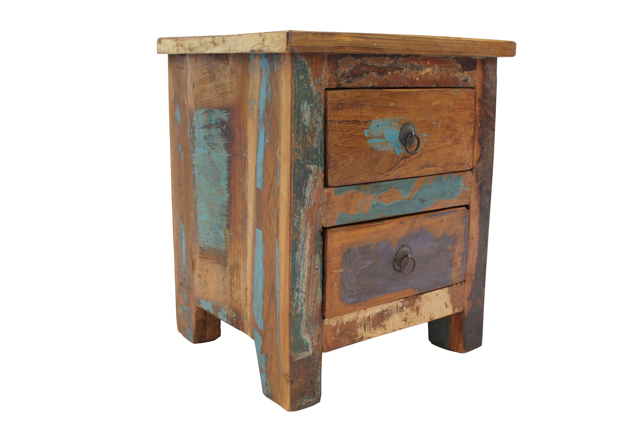 Beautiful Shabby Chic Reclaimed Wood Bedside Table - Chattels