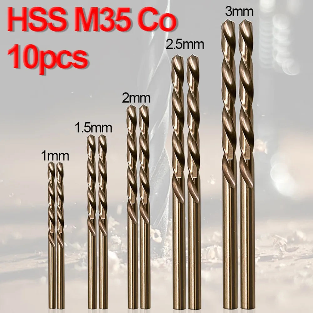 10pcs Titanium Coated Cobalt Drill Bits