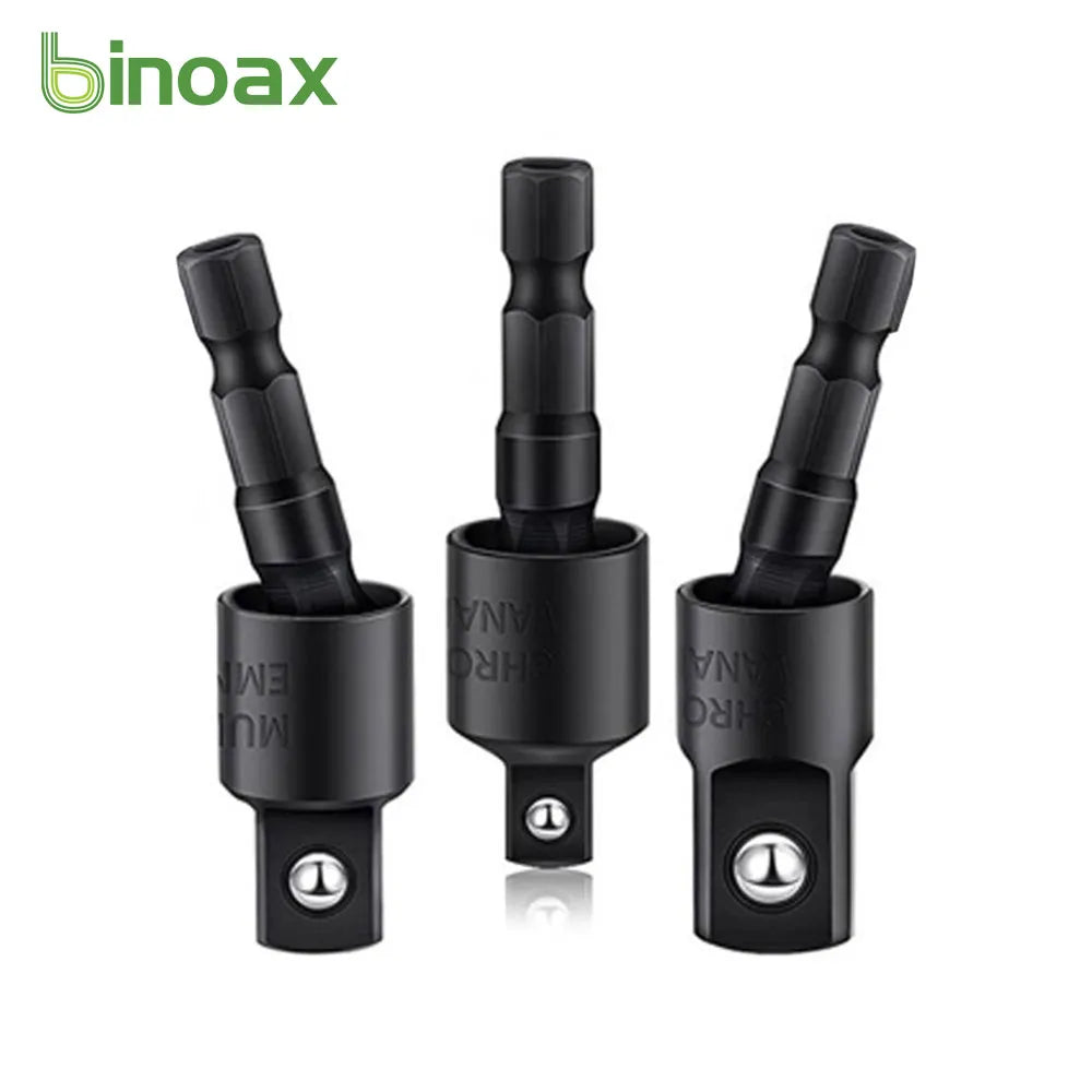 Binoax 360°Rotatable Electric Power Drill Sockets Adapter Sets for Impact Driver with Hex Shank 1/4" 3/8" 1/2"