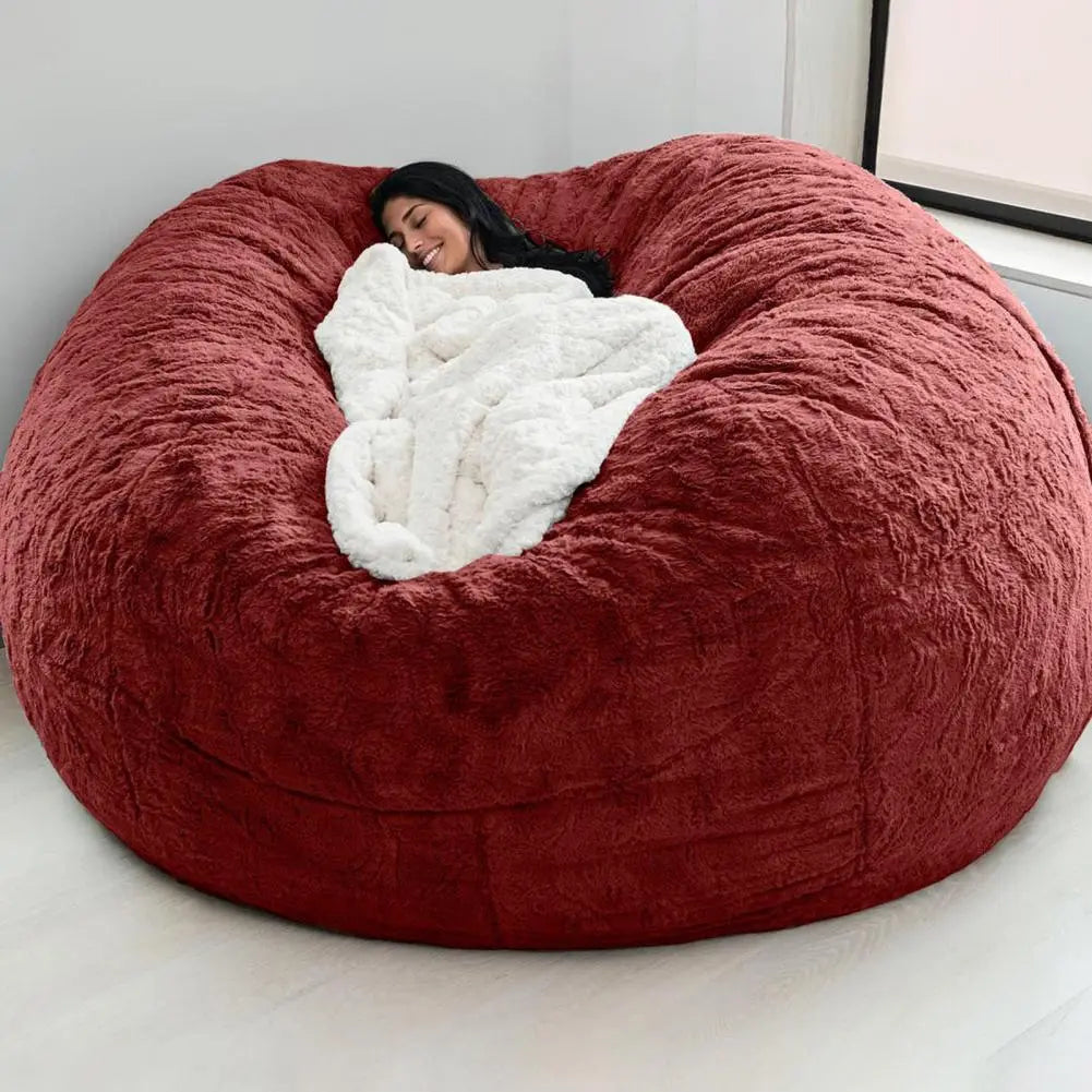 ins Kid Adult Sofa Bean Bag Giant Sofa Cover Soft Fluffy Fur Bean Bag Bed Recliner Cushion Cover Oversized Bean Bag Chair Cover