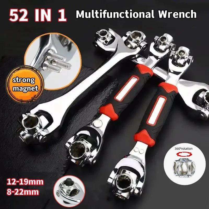 52 In 1 Universal Wrench Socket 360-degree Rotating Multi-function Wrench Ratchet Repair Tools Socket Torque Wrenchs Hand Tools