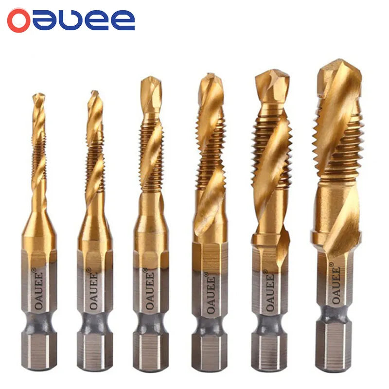 Tap Drill Titanium Plated Hex Shank HSS Screw Thread Metric Tap Drill Bits Screw Machine Compound M3 M4 M5 M6 M8 M10 Hand Tools