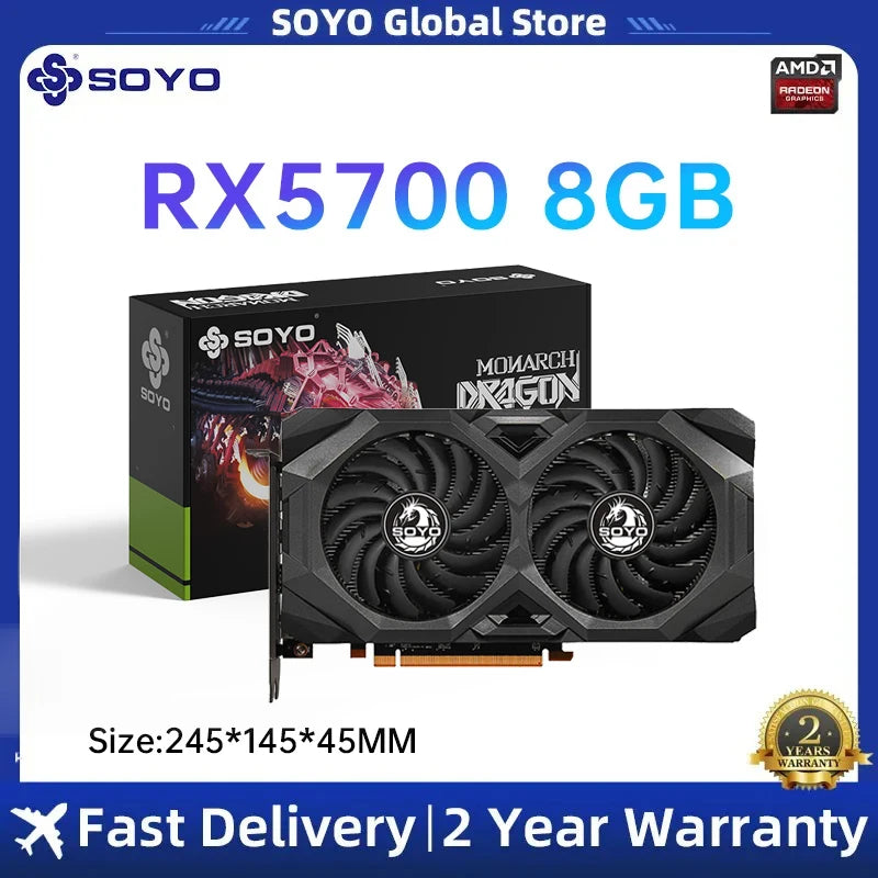 SOYO RX 5700XT 5500XT 8GB Graphics Card GDDR6 256Bit 8+8pin 7nm Gaming Video Card Support Desktop Computer CPU placa de video