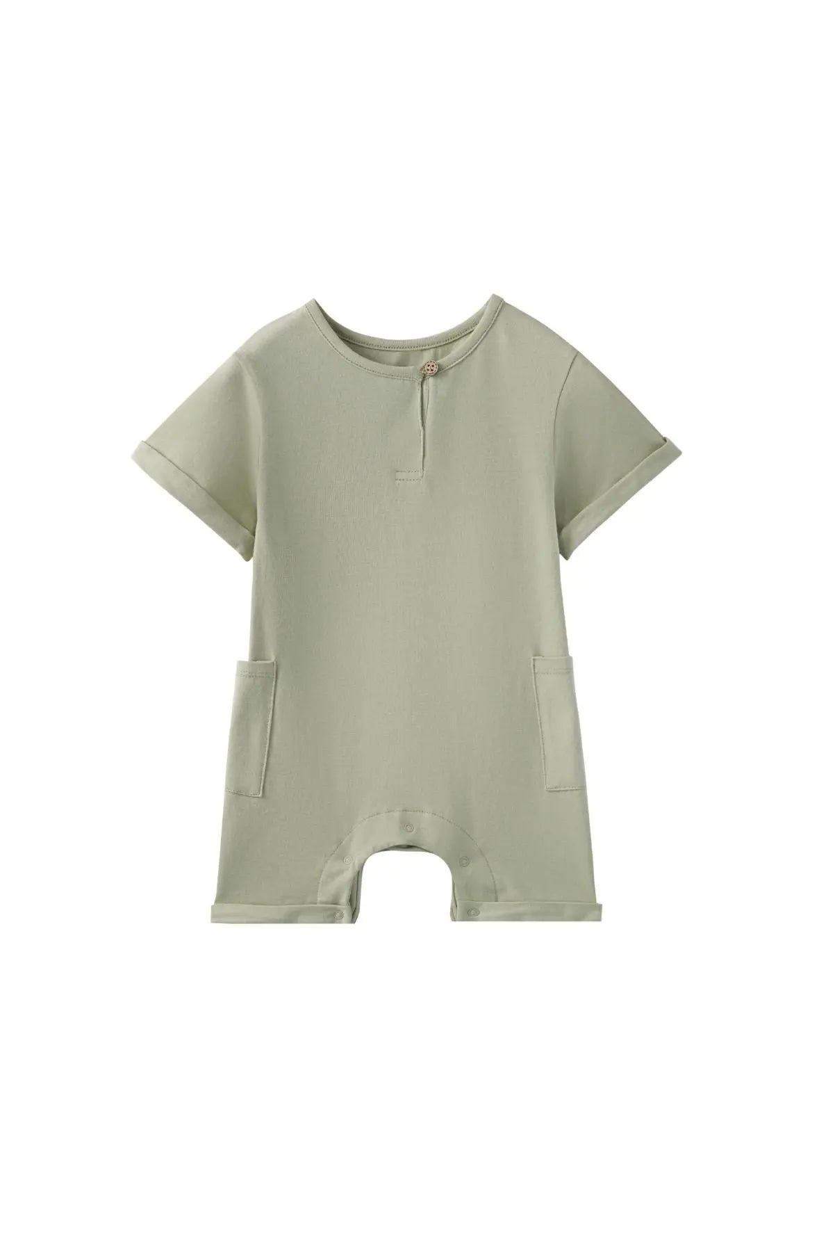 image for Baby Organic Cotton Romper-Grey Green