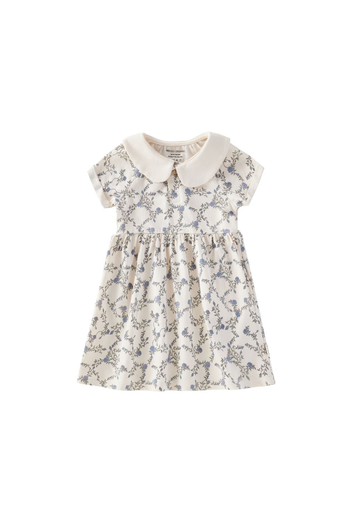 image for Organic Cotton Collar Dress-Roses