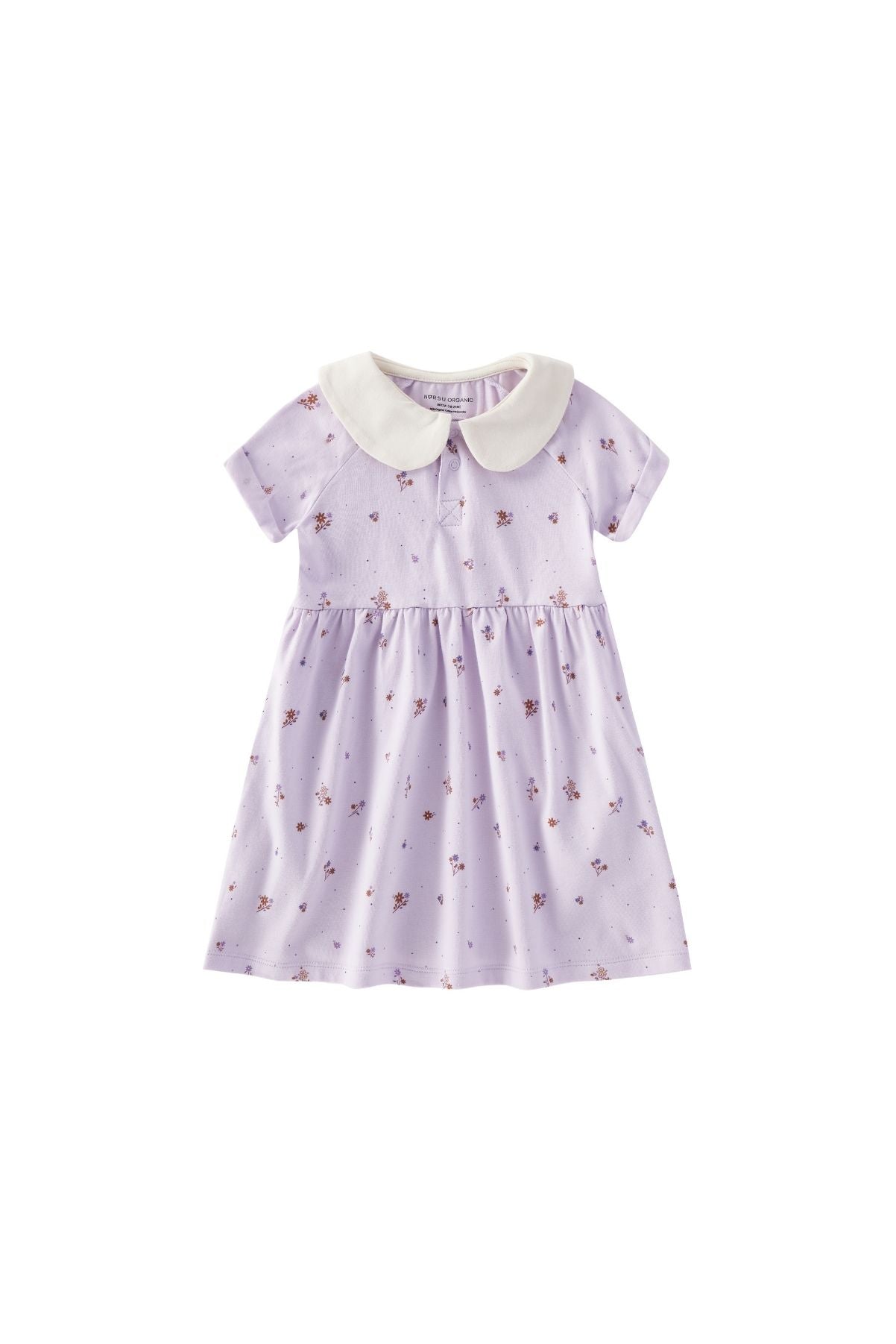 image for Organic Cotton Collar Dress-Violet