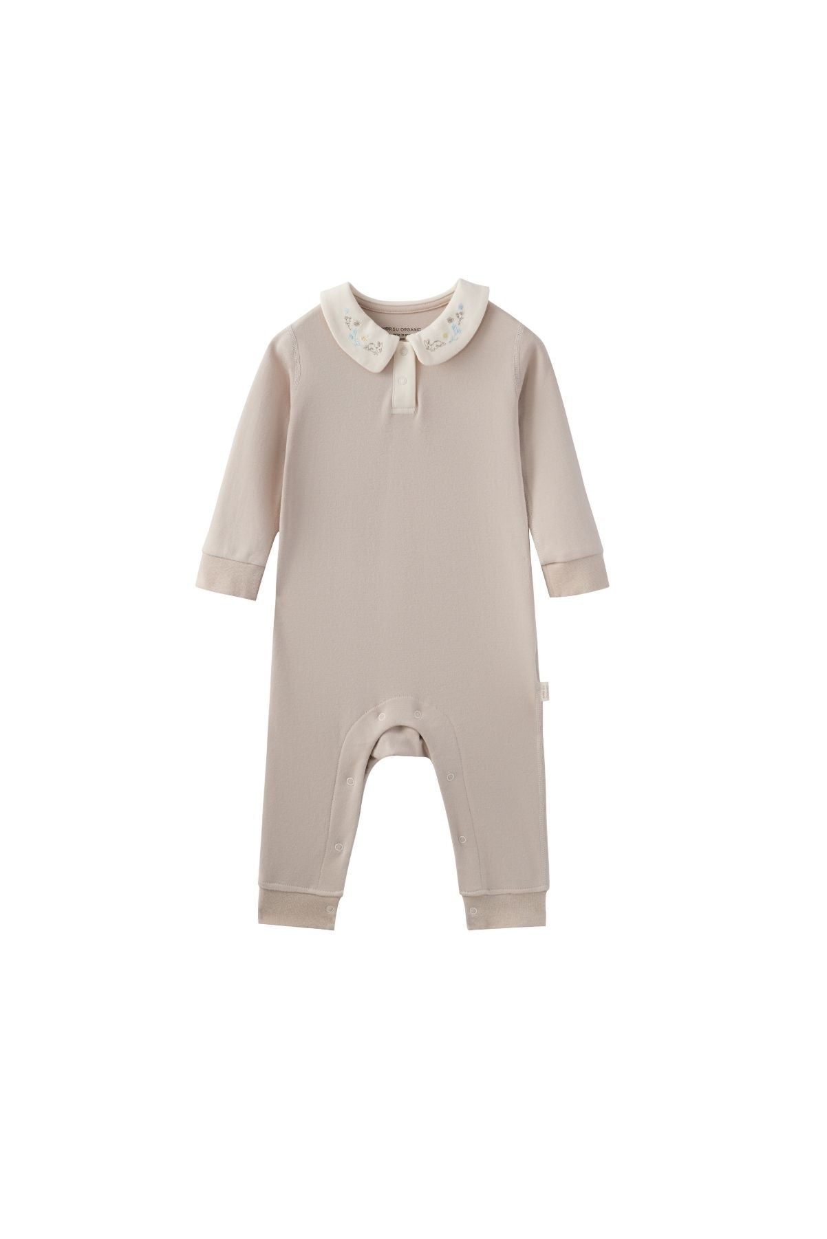 image for Baby Organic Cotton Collar Bodysuit-Light Grey