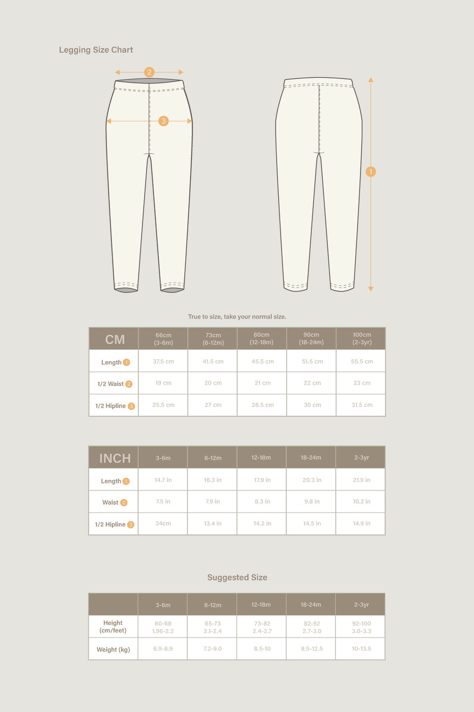 Organic Baby Kids Legging Size Chart – NORSU-ORGANIC