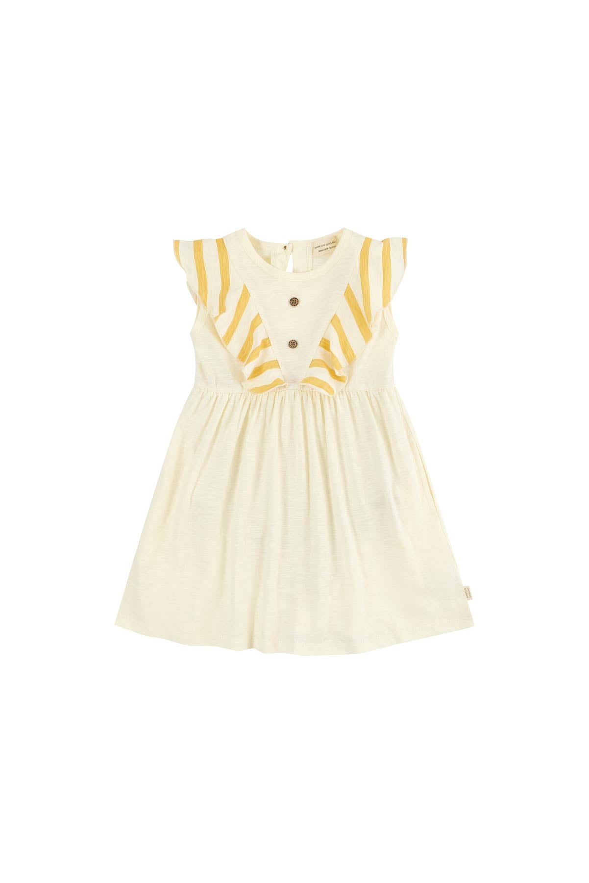 image for Girls Organic Ruffle Hem Dress-Cream/Sun
