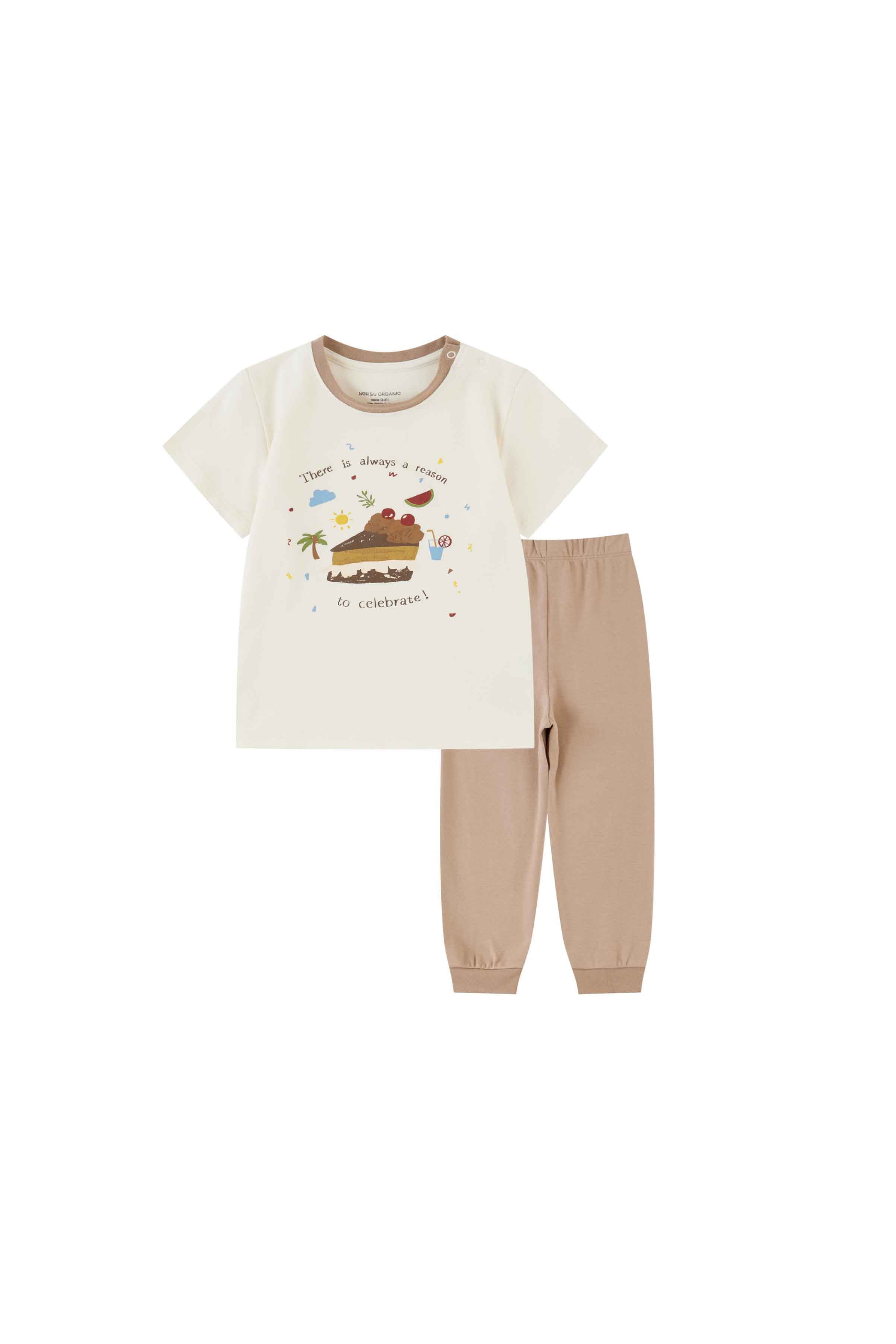 image for Organic Toddler Pajama Sets-Cream/Affogat