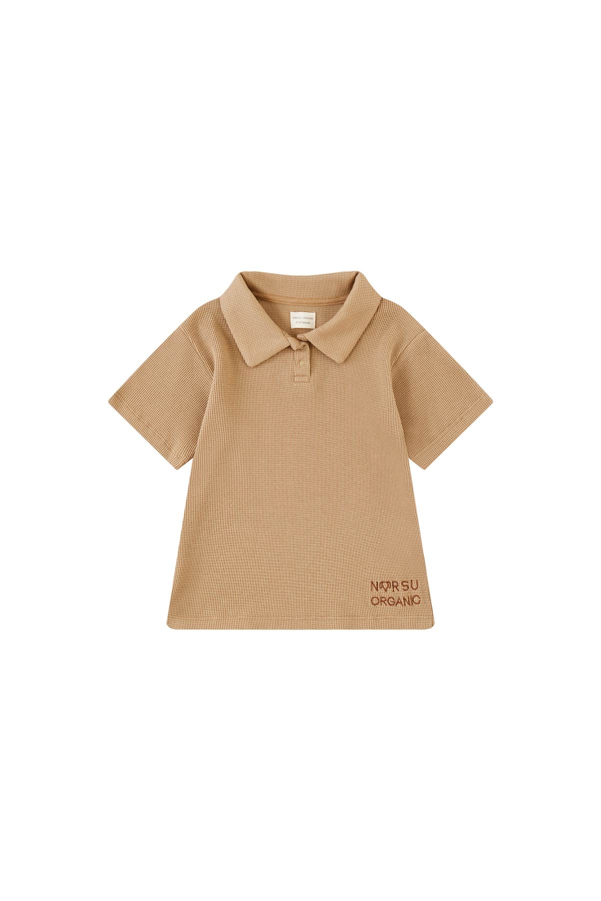 image for Toddler Organic Waffle Polo T-shirt-Tiger Brown