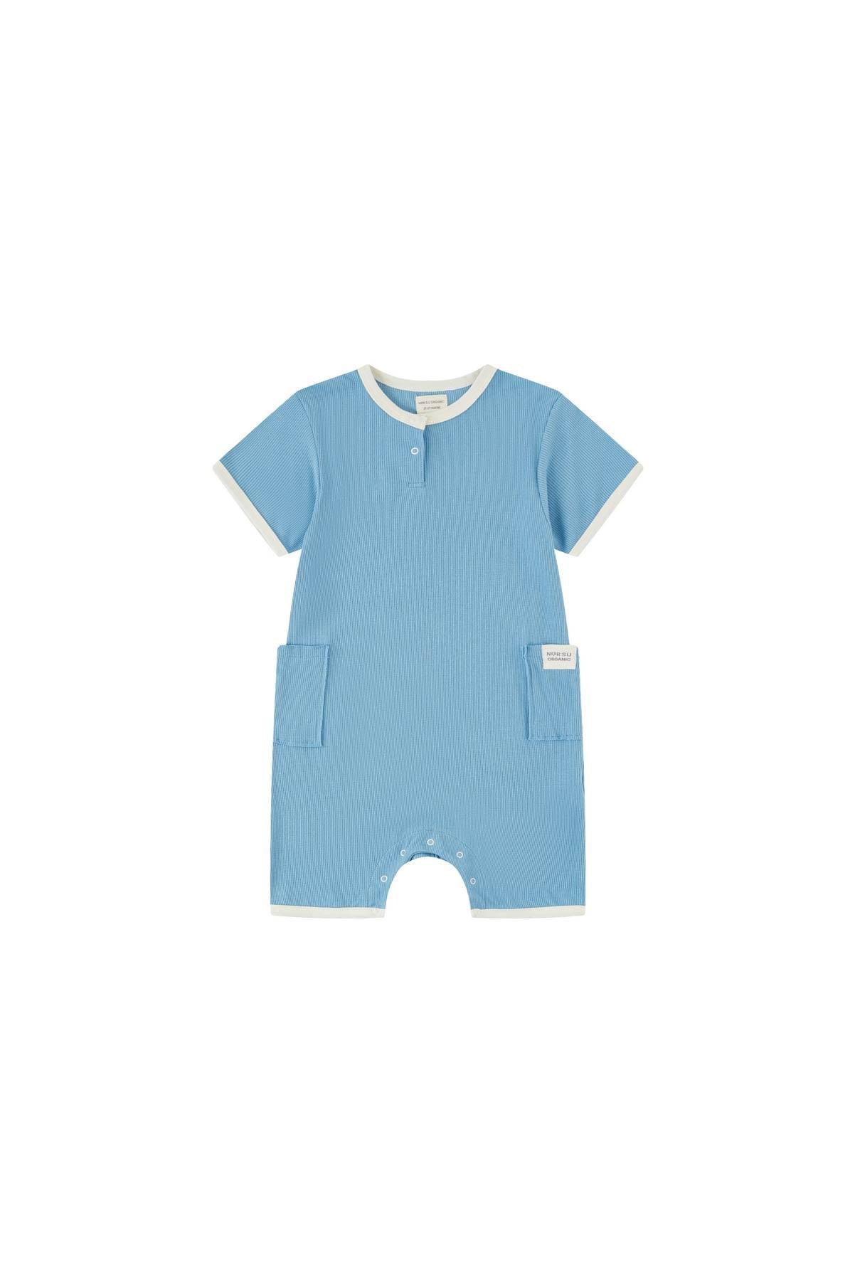 image for Baby Organic Bamboo Romper-Delphinium Blue