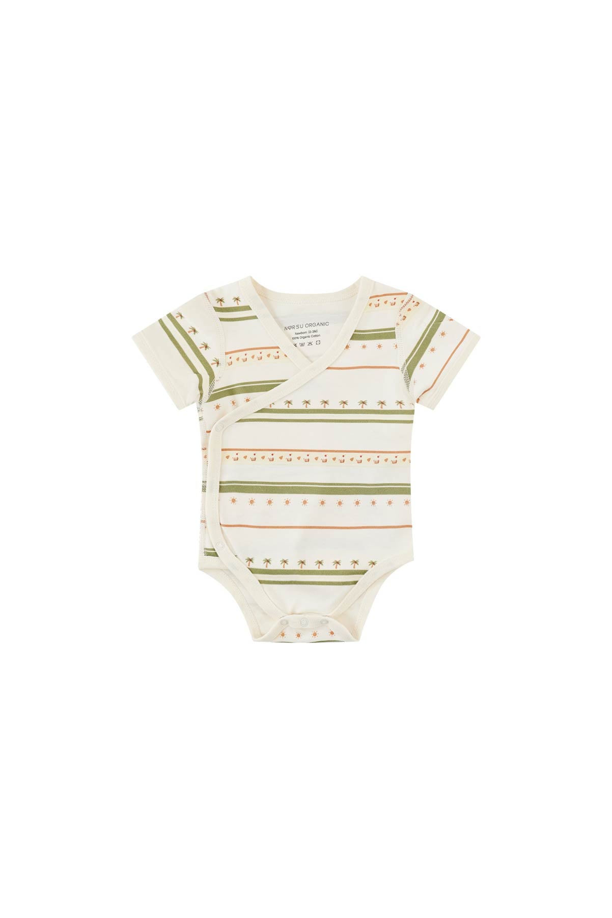 image for Baby Organic Kimono Short-sleeve Onesie-Cake Stripe