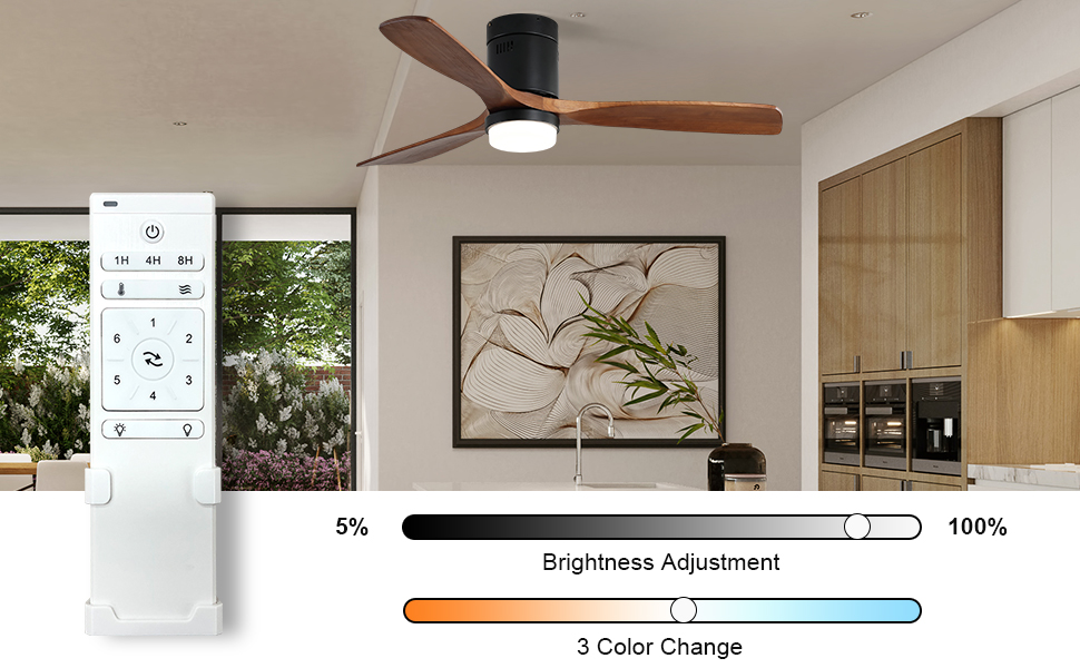 52 Inch Flush Mount Ceiling Fan With Light Remote Control Blades Low  Profile Sofucor
