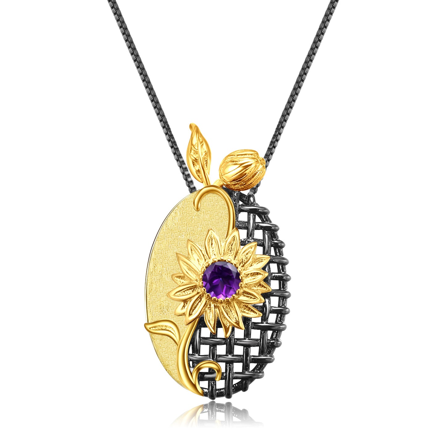 Italian Craft Design Other Shore Flower Luxury Sense Natural Amethyst Pendant Silver Necklace for Women