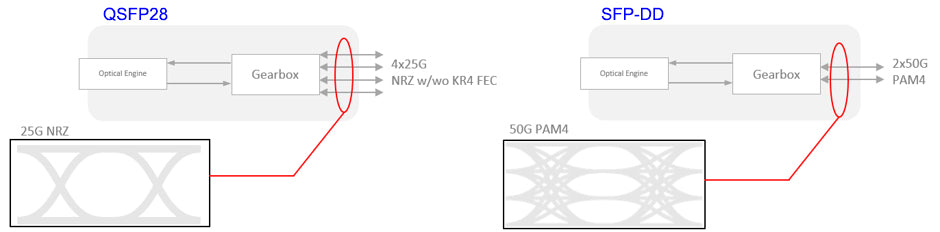 QSFP28 vs SFP-DD transceivers