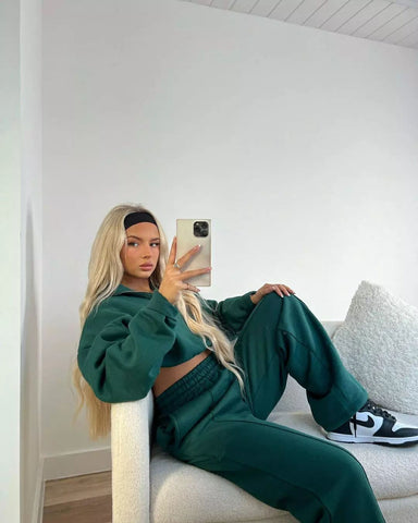 Missy Empire Nelly and Millie green loungewear set