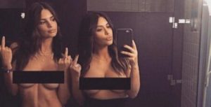 Kim Kardashian and Emily Ratajowski