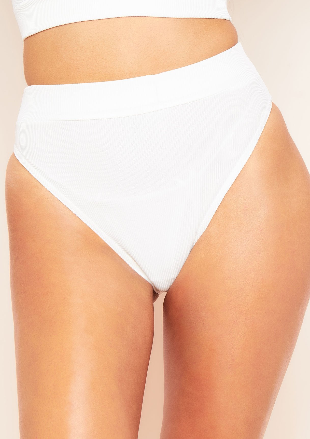 Larsa Ivory High Waisted Ribbed Brief Knickers