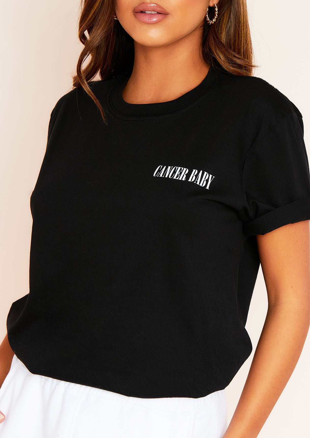 Anah Black Cancer Baby Slogan Horoscope T-Shirt