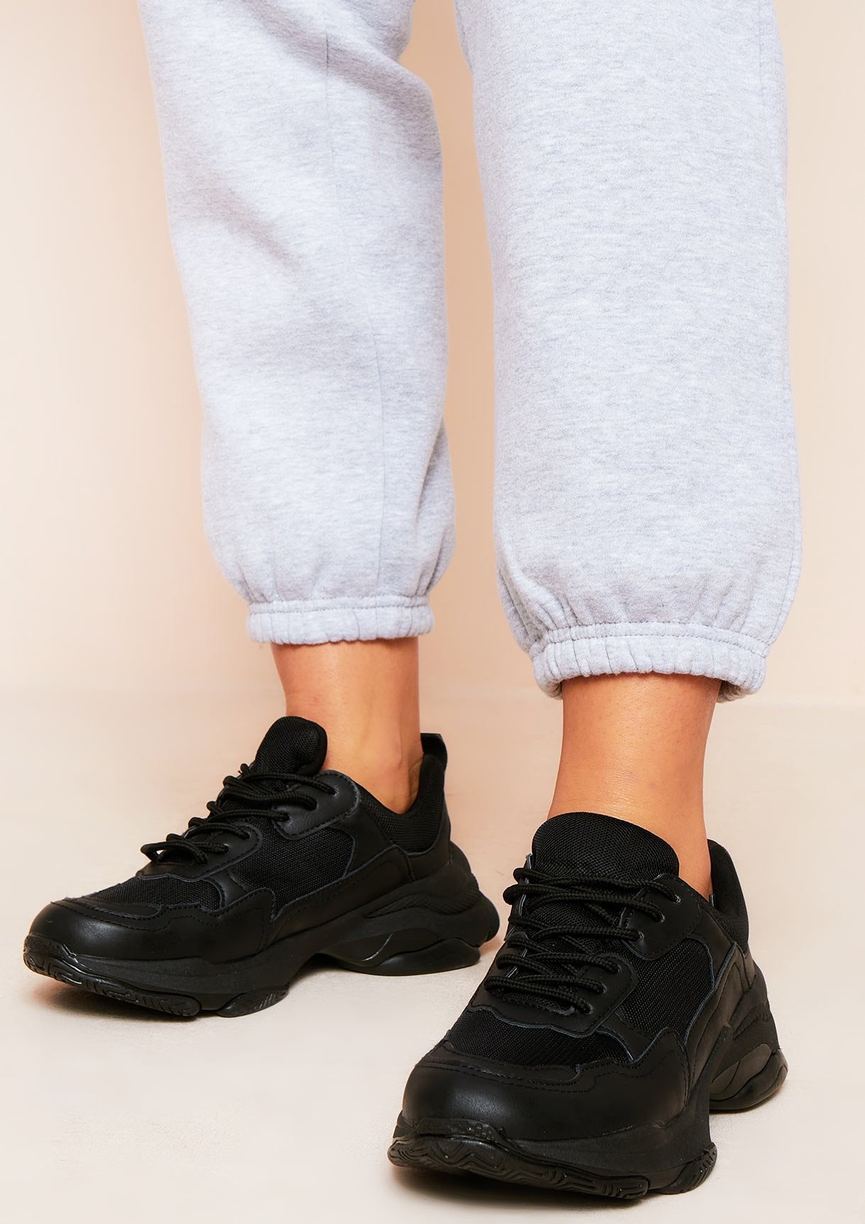 Durru Black Chunky Trainers