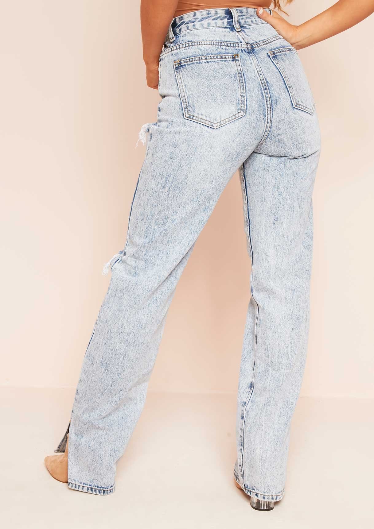 Kassie Acid Wash Split Hem Jeans