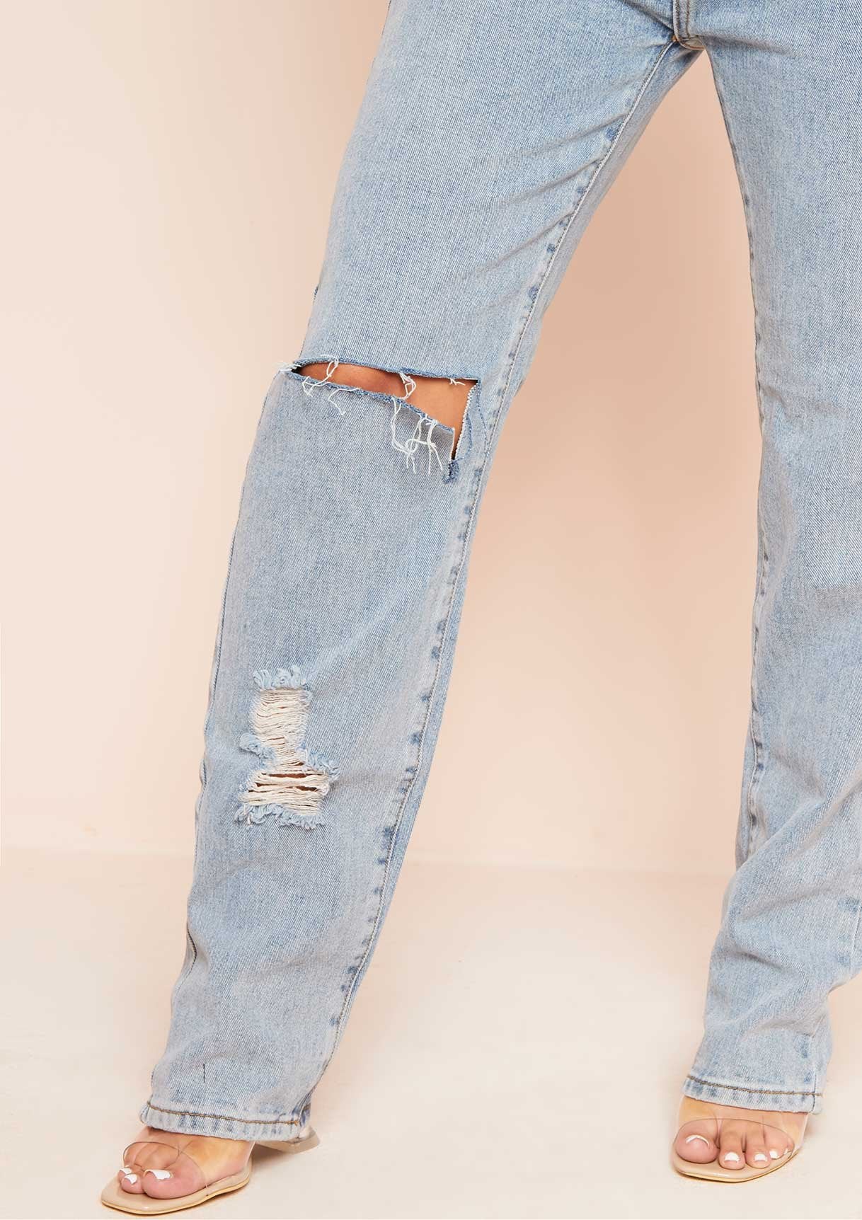 Leana Denim Distressed Knee Rip Jeans