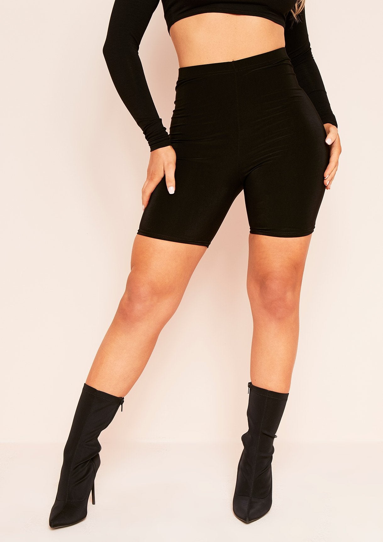 Klara Black Double Thickness Slinky Cycling Shorts