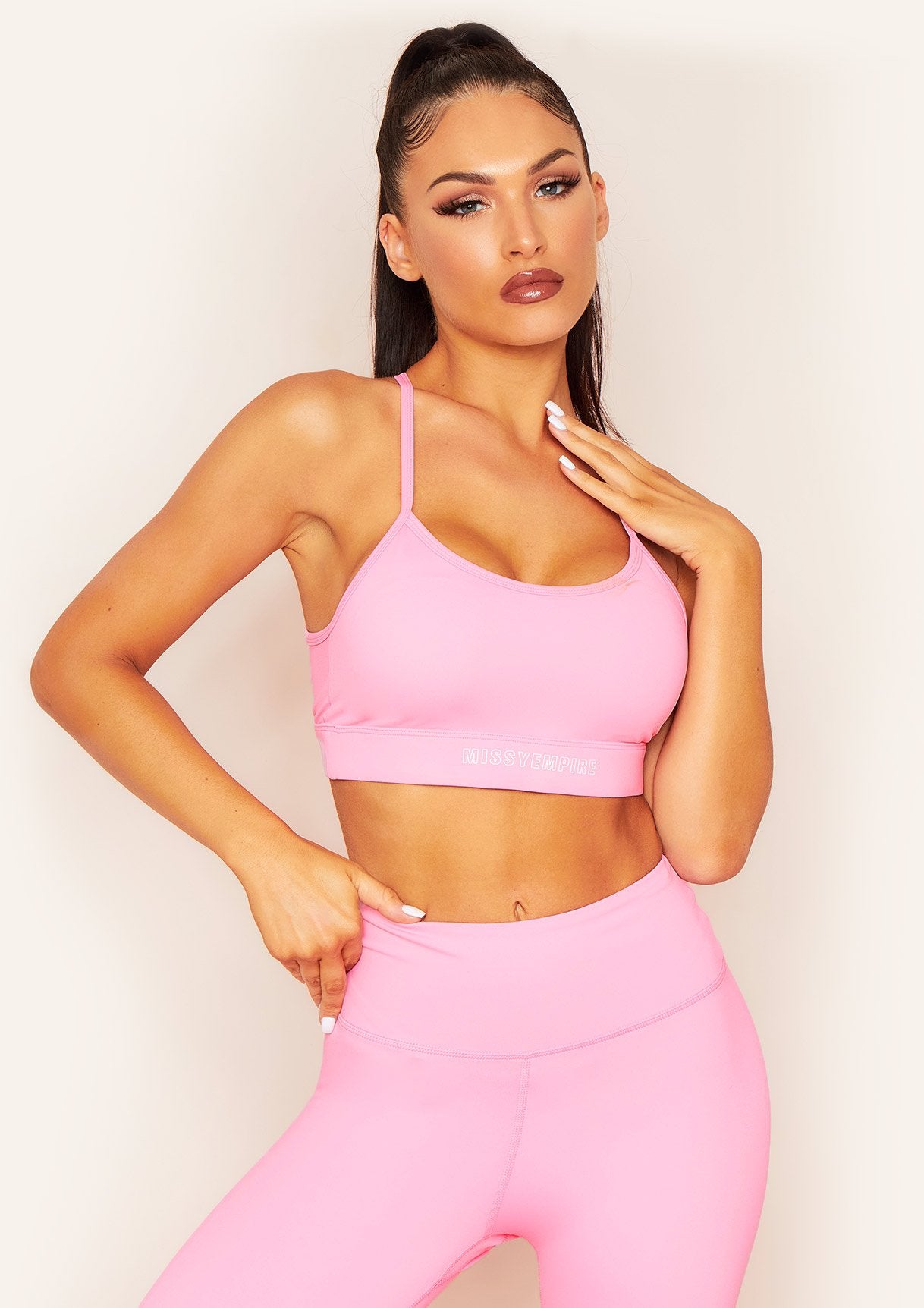 Joline Pink Missy Empire Strappy Gym Bralet