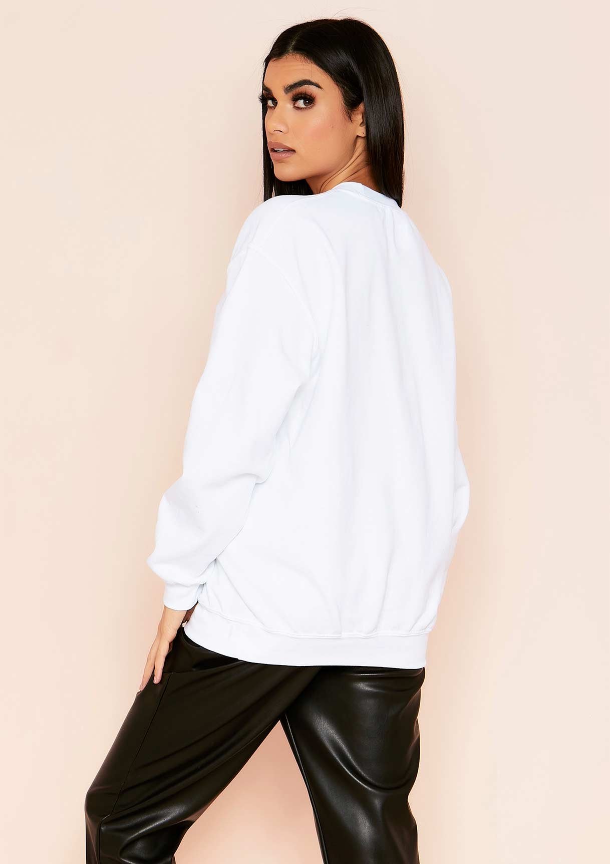 Austyn White Slogan Femme Icon Oversized Sweatshirt