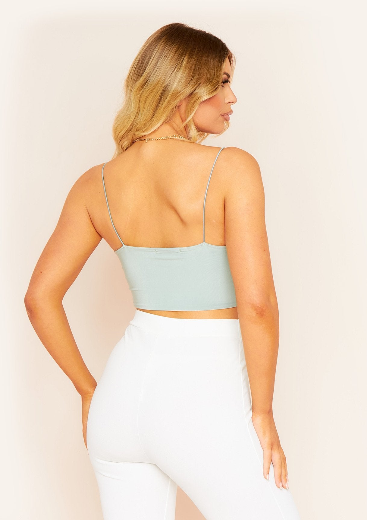 Corazon Sage Basic Round Scoop Neck Strappy Bralet