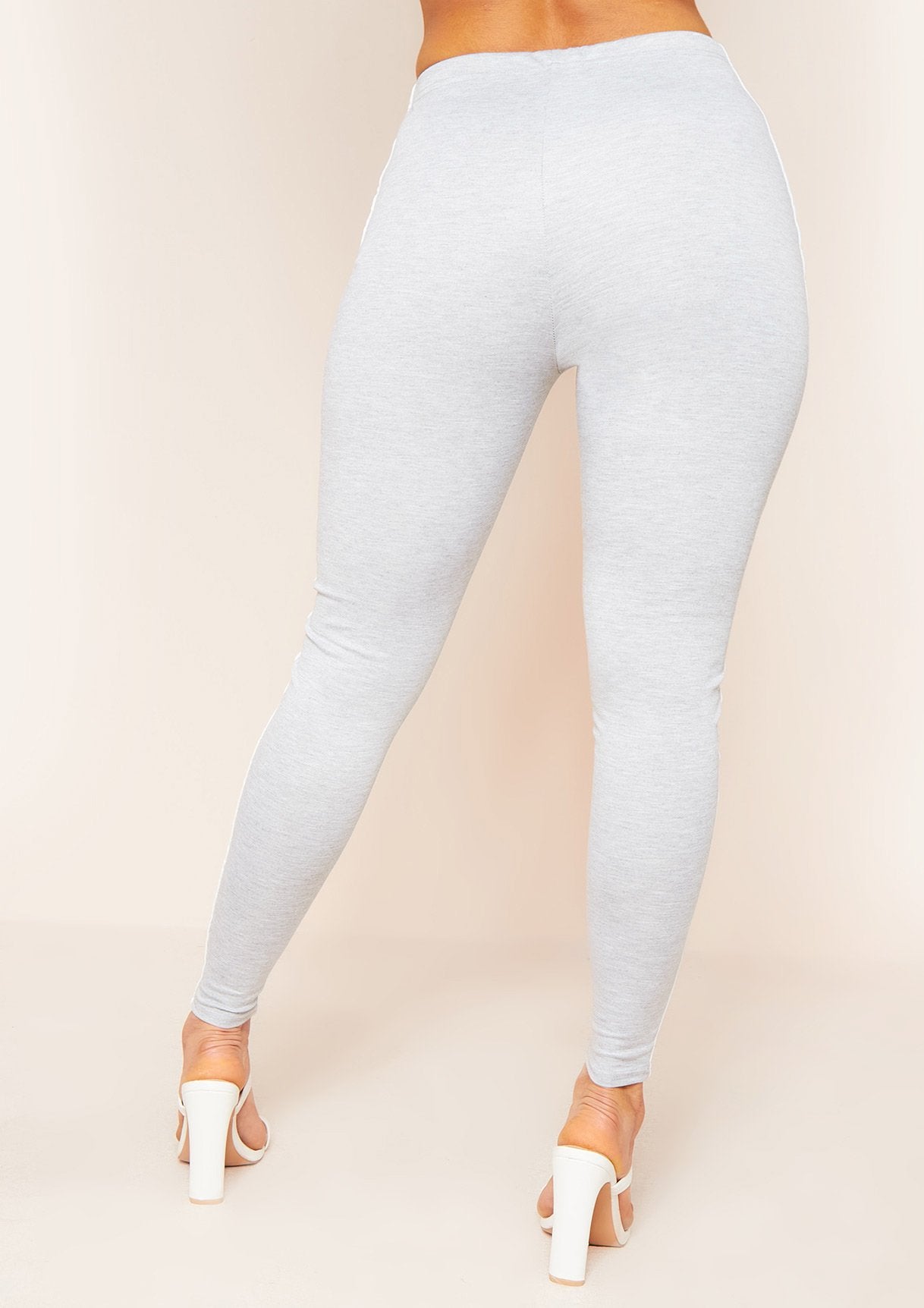 Ellie Light Grey Contrast Stripe Leggings