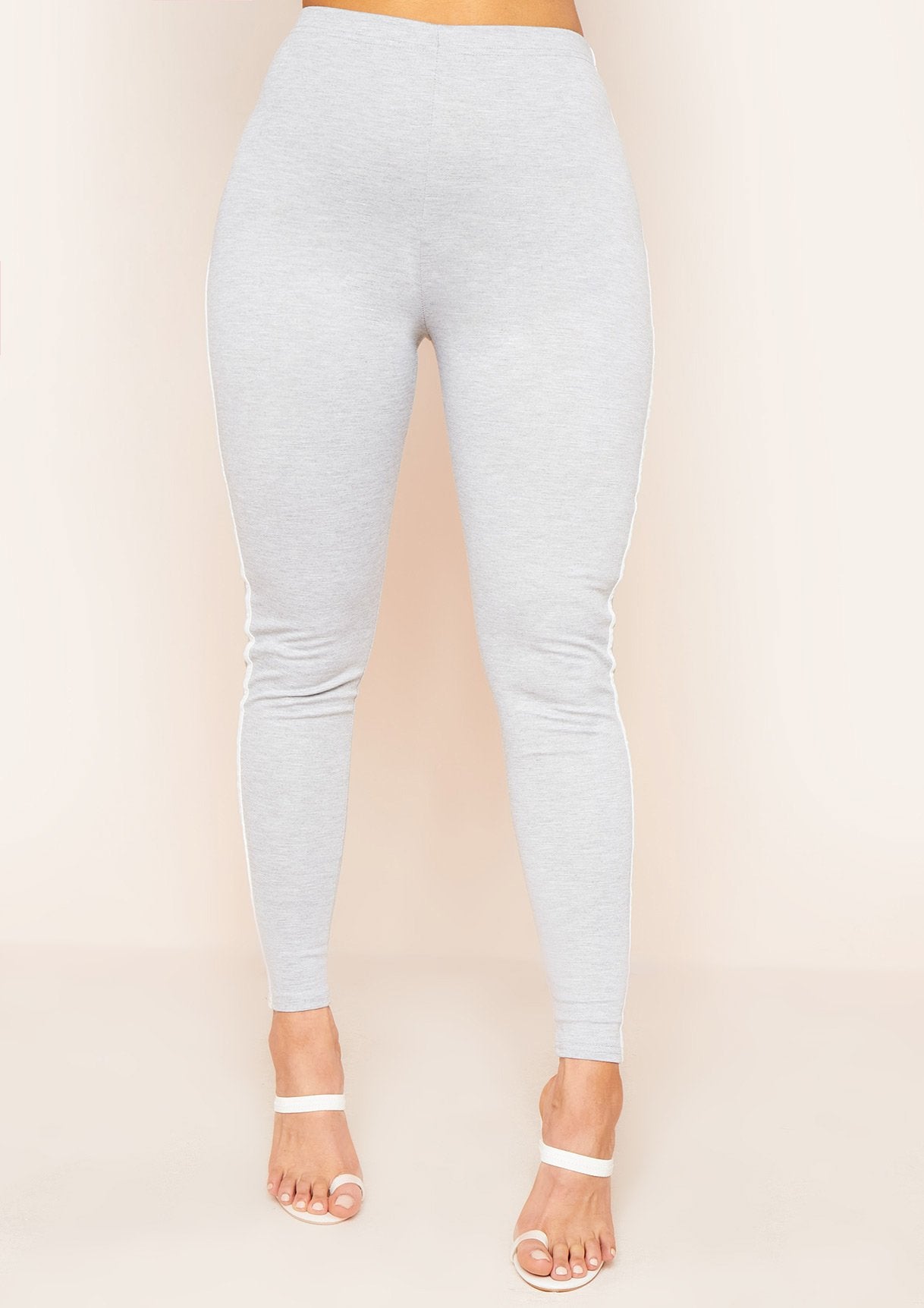 Ellie Light Grey Contrast Stripe Leggings