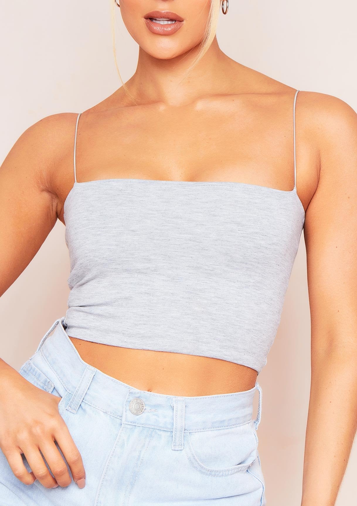 Chris Grey Thin Strap Crop Top