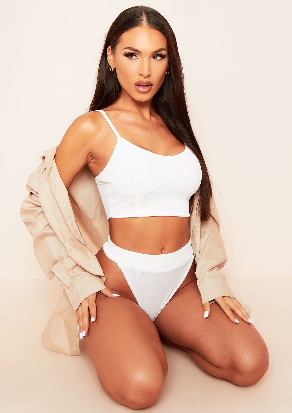 Leena Ivory Strap Crop Top