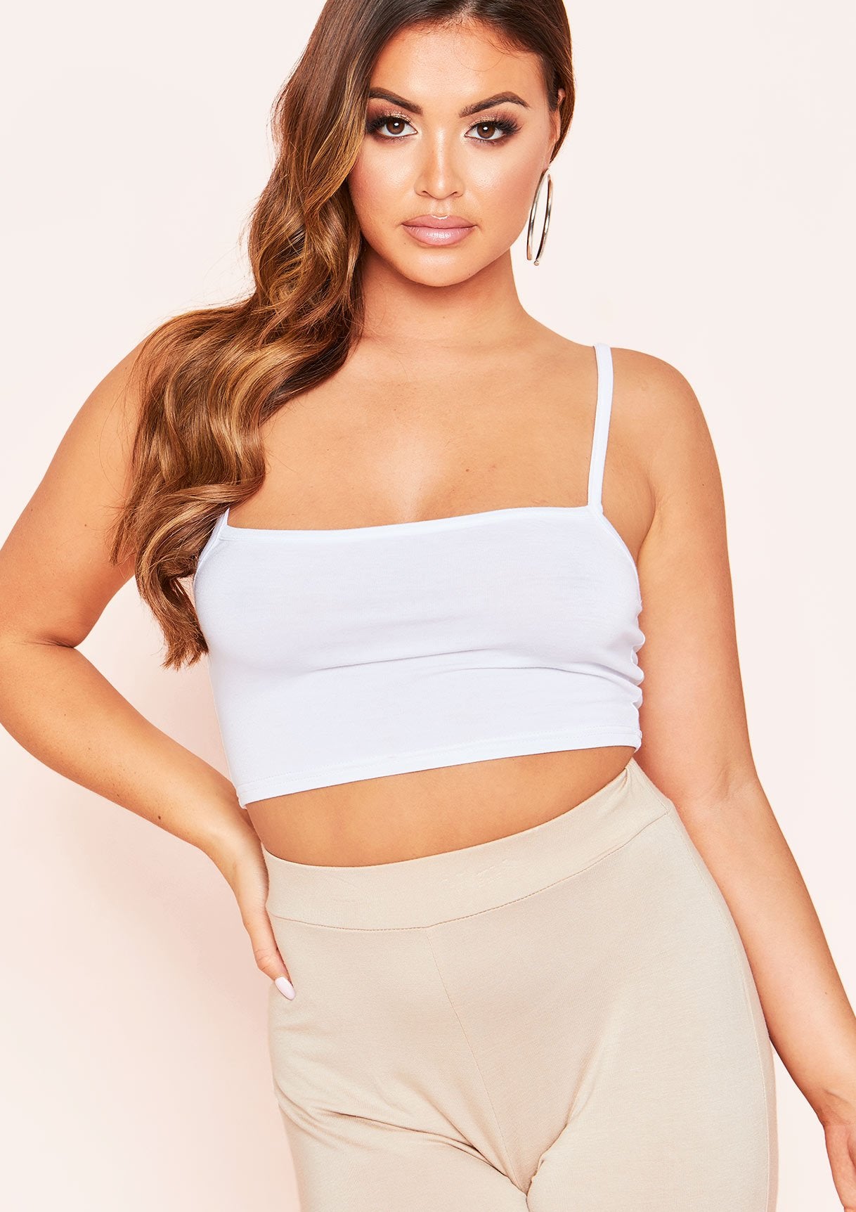 Laila White Basic Jersey Strappy Crop Top