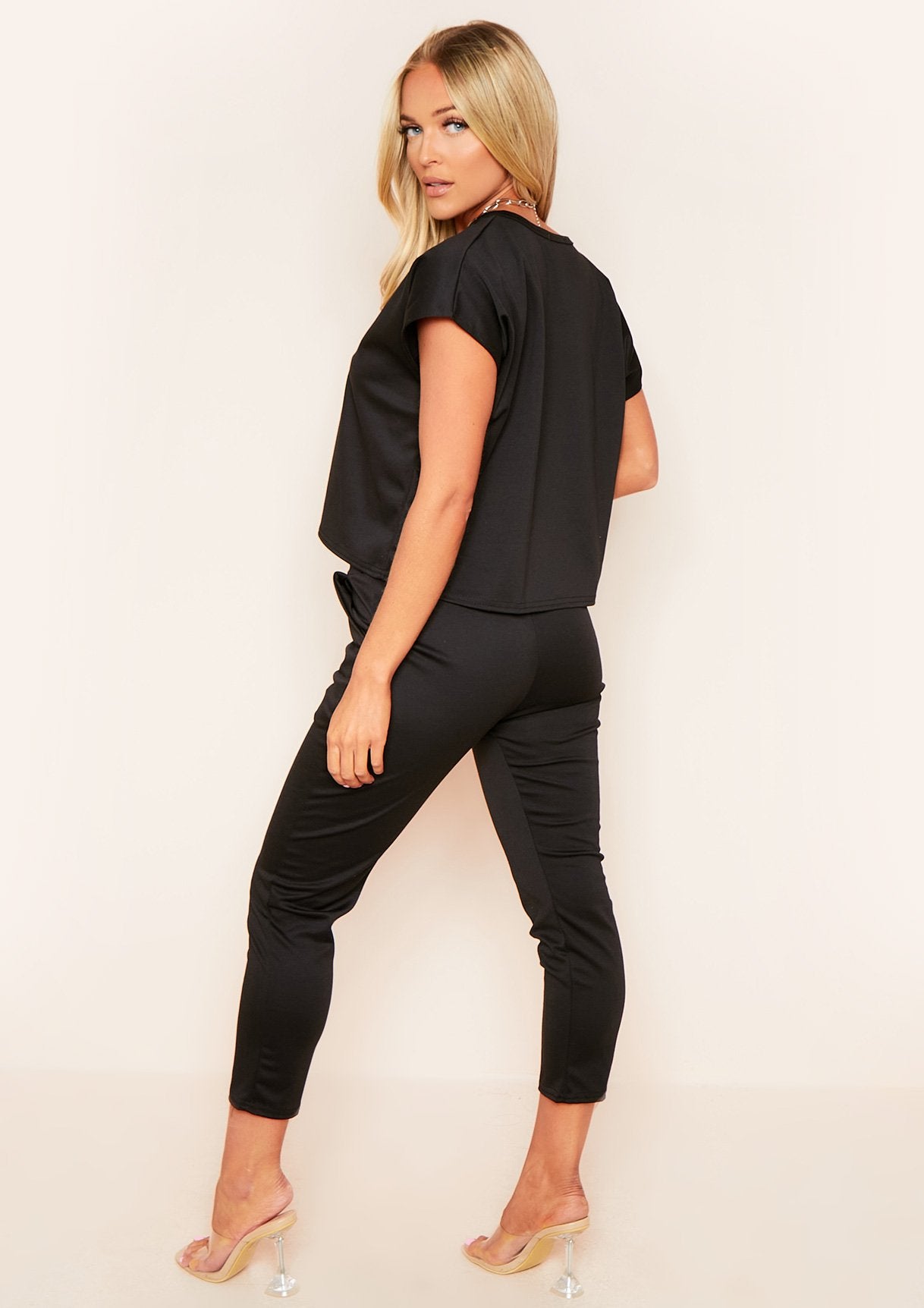 Layla Black V Neck Boxy Loungewear Set