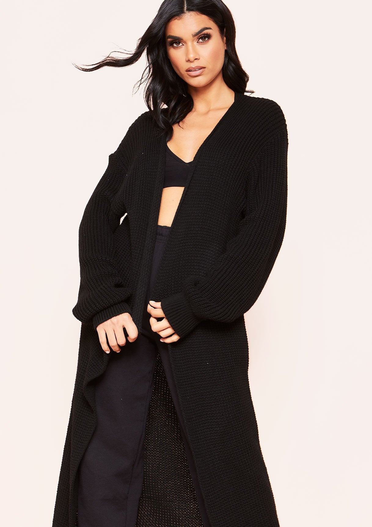 Addie Black Longline Knit Cardigan